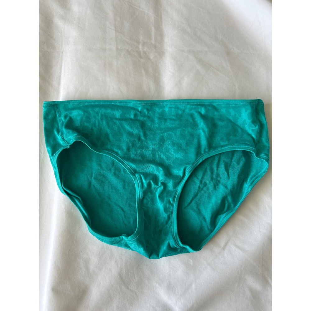Victoria's Secret Y2K Hiphugger Panties Teal Green Leopard Print Nylon Blend L